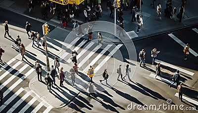 Top view of people on crosswalk Stock Photo