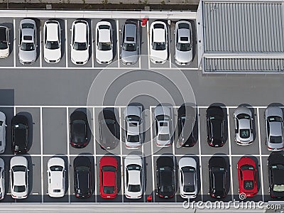 Top view photo of parking lot Stock Photo