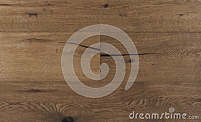 Top view photo of vintage rustic smoked Australian oak wood floor boards with rough texture, brushed and handscraped Stock Photo