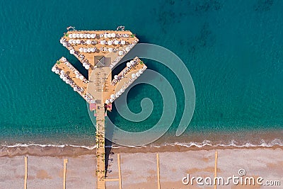 Top view of the pier for yachts and boats. Stock Photo