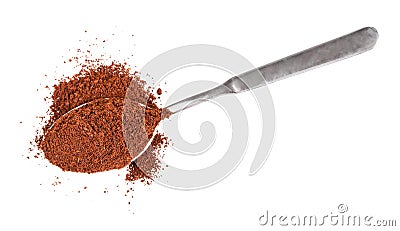 Top view of pile of freshly ground coffee in spoon Stock Photo