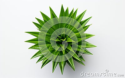 Top View Pineapple Leaf White Background -Generative Ai Stock Photo