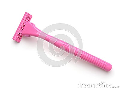 Top view of pink shaving razor Stock Photo