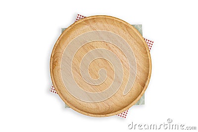 Top view-Pizza board with a napkin on white background Stock Photo