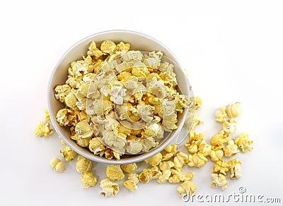 Top view popcorn in bowl Stock Photo