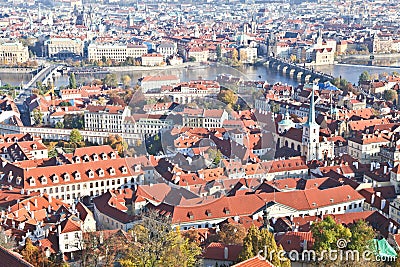 Top view of Prague city Stock Photo
