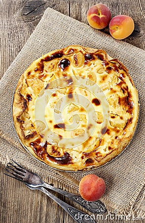 Top view of quiche lorraine Stock Photo