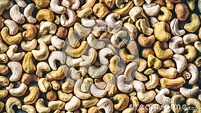 Top View of Raw Cashews Abundance of Tasty Nuts Stock Photo