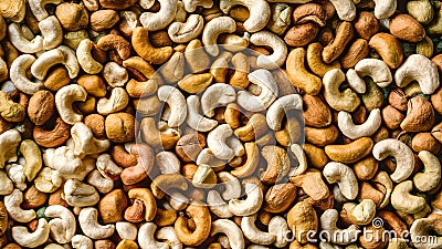 Top View of Raw Cashews Abundance of Tasty Nuts Stock Photo