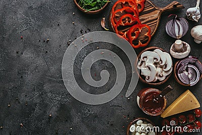 top view of raw pizza ingredients Stock Photo