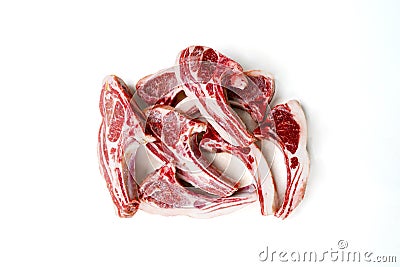 Top view of raw ribs meat for barbecue Stock Photo