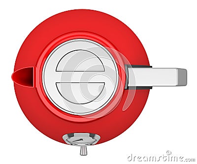 Top view of red electric kettle isolated on white Stock Photo