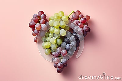 Top view of red and green grapes on pastel pink background Stock Photo