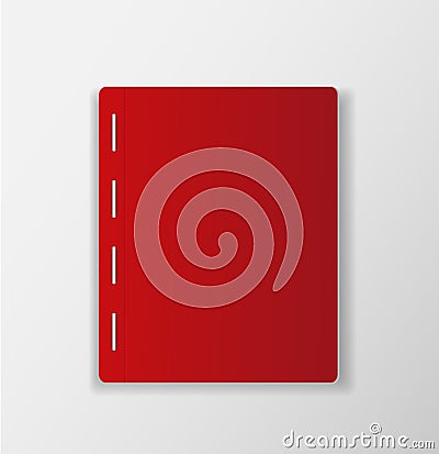 Top view red notebook on white desk background blank paper cover Vector Illustration