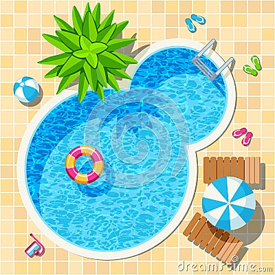 Top view relax swimming pool vector Vector Illustration