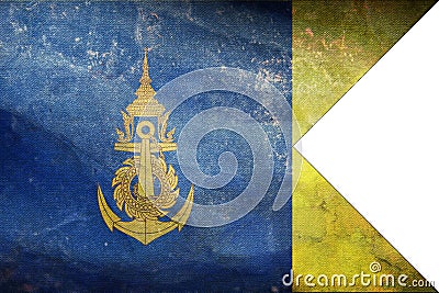 Top view of retro flag Commander of the Royal Thai Marine Corps Thailand with grunge texture. Thai patriot and travel concept. no Stock Photo