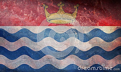 Top view of retro flag of Greater London county with grunge texture, no flagpole. Plane design, layout. Flag background Stock Photo