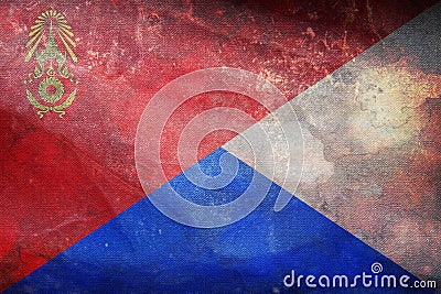 Top view of retro flag Identification Thai Army Battalion Military Police Thailand with grunge texture. Thai patriot and travel Stock Photo