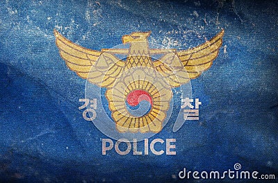 Top view of retro flag Korean National Police Agency, south korea with grunge texture. korean travel and patriot concept. no Editorial Stock Photo