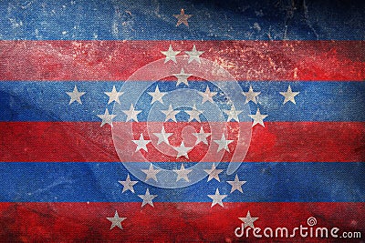 Top view of retro flag Magdalena Colombia with grunge texture. Colombian patriot and travel concept. no flagpole. Plane design, Stock Photo