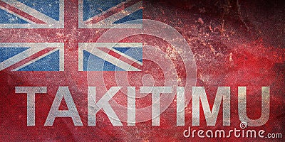 Top view of retro flag Takitimu New Zealand with grunge texture. New Zealand patriot and travel concept. no flagpole. Plane design Stock Photo