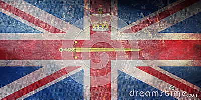 Top view of retro flag of United Kingdom Lord Lieutenant . grunge flag of united kingdom of great Britain, England. no flagpole. Stock Photo