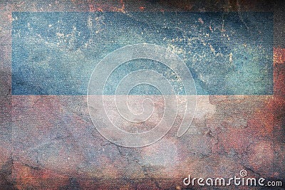 Top view of retro flag Valle del Cauca Colombia with grunge texture. Colombian patriot and travel concept. no flagpole. Plane Stock Photo
