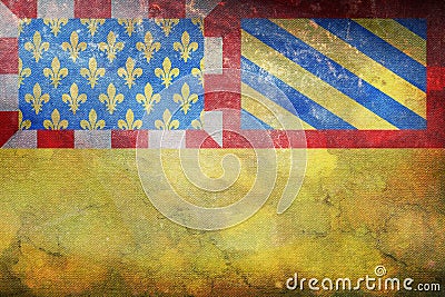 Top view of retroflag department of Cote d'Or, France with grunge texture. French patriot and travel concept. Stock Photo