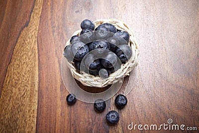 Top view of ripe blueberry fruits Stock Photo