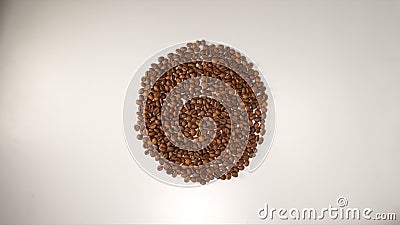 TOP VIEW: Round of Coffee beans on a white background Stock Photo