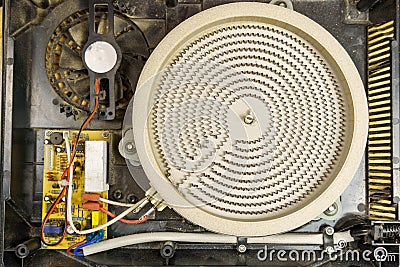 Top view of a round heating element of an electric stove Stock Photo