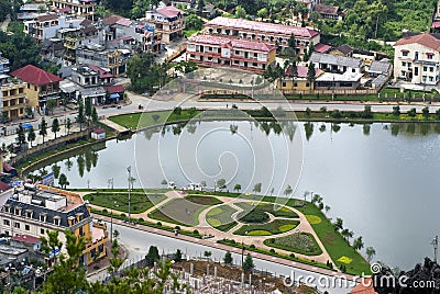 Top view of Sapa, Vietnam Stock Photo