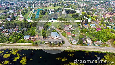 Top view of a scenic view from a drone on the Aleksandrovskaya Sloboda Stock Photo