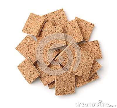 Top view of self-adhesive cork furniture protector pads Stock Photo