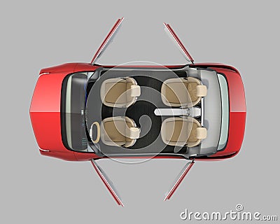 Top view of self-driving car cutaway image Stock Photo