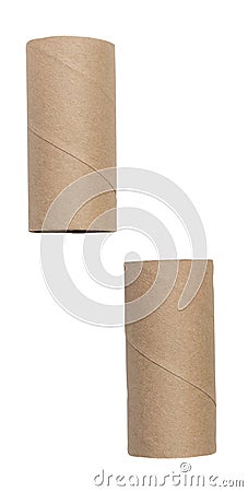 Top view set of brown tissue paper cores isolated on white background with clipping path Stock Photo