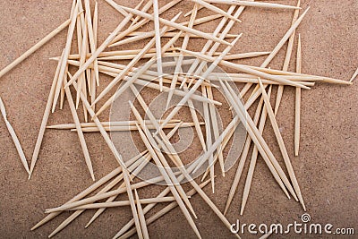 Top view shot of a heap of wooden toothpicks Stock Photo
