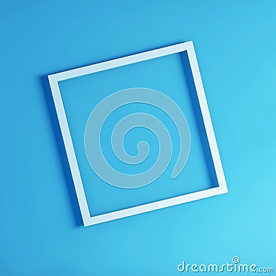 Top view shot of a white frame board on a light blue background Stock Photo