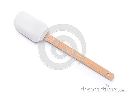 Silicone kitchen spatula with wooden handle Stock Photo