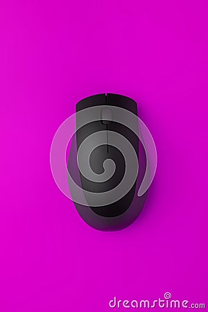 top view of the simple computer mouse on the color background with copy space, minimalist concepts Stock Photo