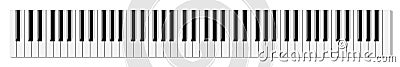 Top view of simplified flat monochrome piano keyboard Vector Illustration