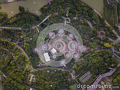 Top view of the Singapore landmark. Singapore Supertrees at Gardens by the Bay at Singapore Stock Photo