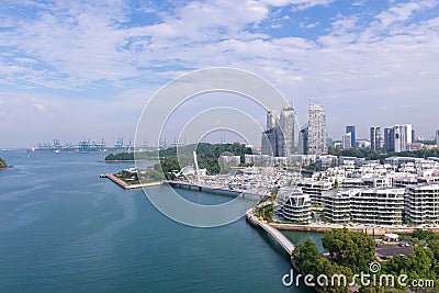 Top view of Singapore river downtown from the roof a skyscraper Editorial Stock Photo