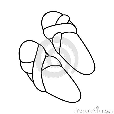 Top view slipper, shoes. Balneo, spa, hotel - home slippers. Domestic Slippers. Vector illustration in doodle style isolated on Vector Illustration