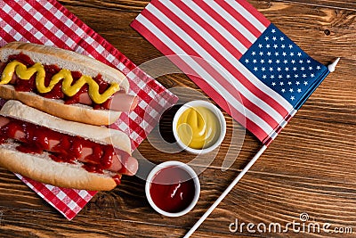 top view of small american flag Stock Photo