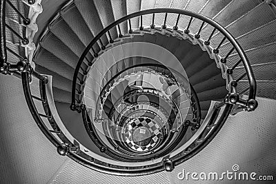 Top view of spiral staircase at Ponce Inlet lighthouse Editorial Stock Photo