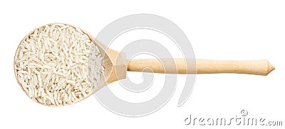 Top view of spoon with polished long-grain rice Stock Photo