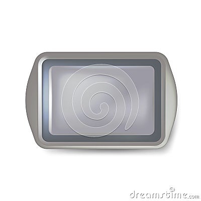 Top view of square black plate. Empty plastic tray. Metal tray salver with Handles. isolated on white background. Vector illustrat Vector Illustration