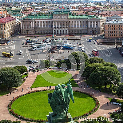 Top view from St. Isaac`s Cathedral in St. Petersburg Editorial Stock Photo