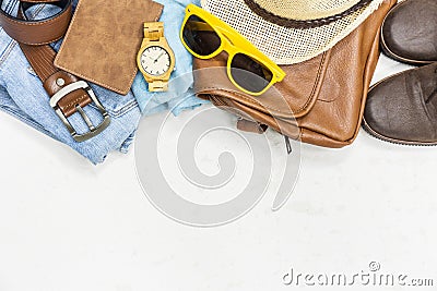 Top view summer vintage clothes Stock Photo